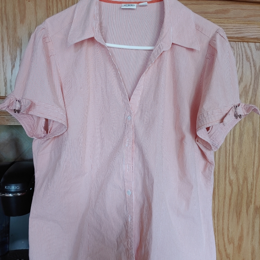 Brunt Orange stripped button down